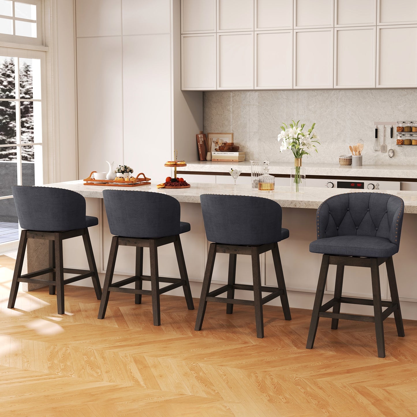 Counter Height Fabric Bar Stools, Set of 2, Gray Bar Stools at Gallery Canada