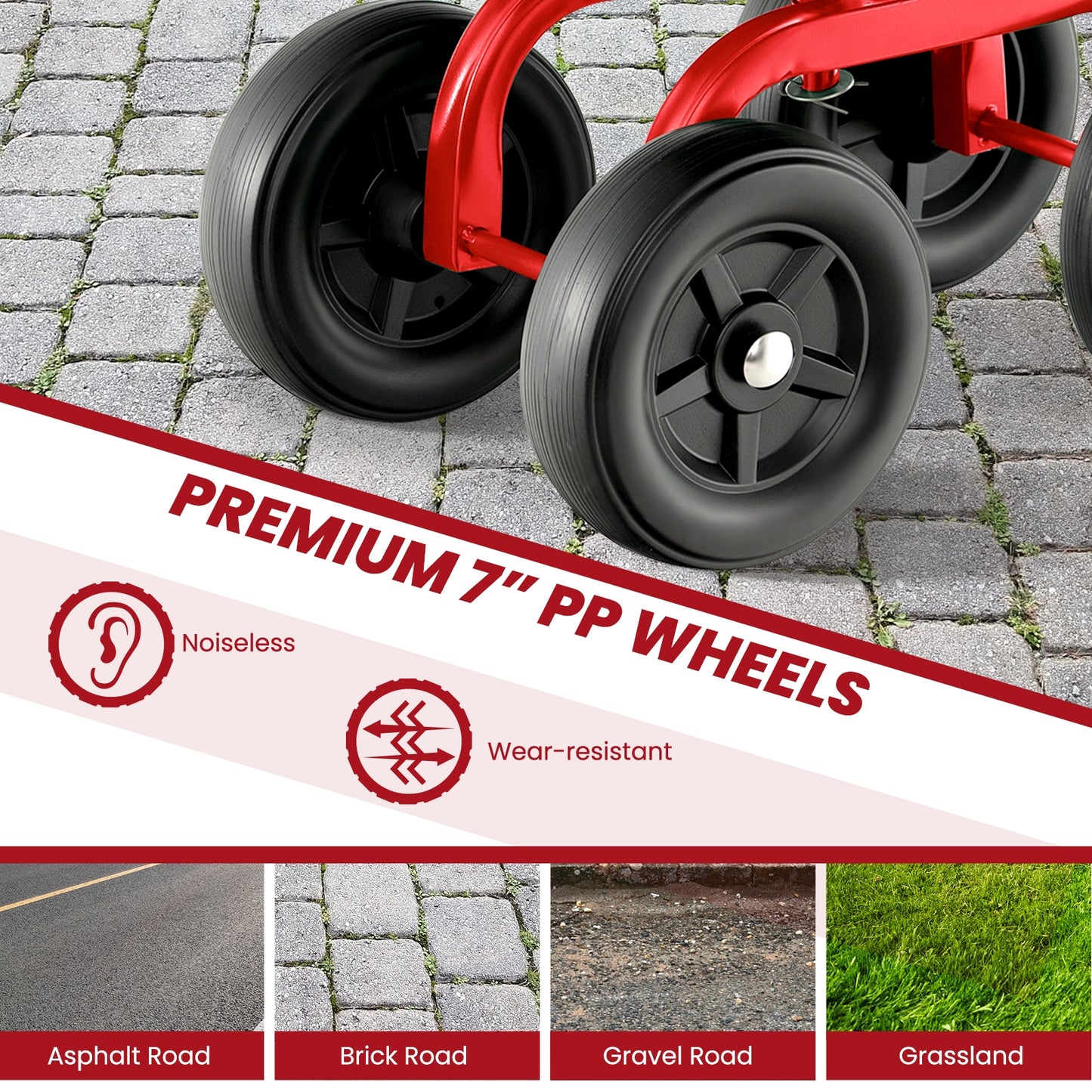 Garden Rolling Workseat, 360° Swivel, Adjustable Height, Red Garden Tools at Gallery Canada