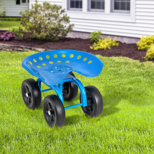 Garden Rolling Workseat, 360° Swivel Seat, Adjustable Height, Blue Garden Tools Blue at Gallery Canada