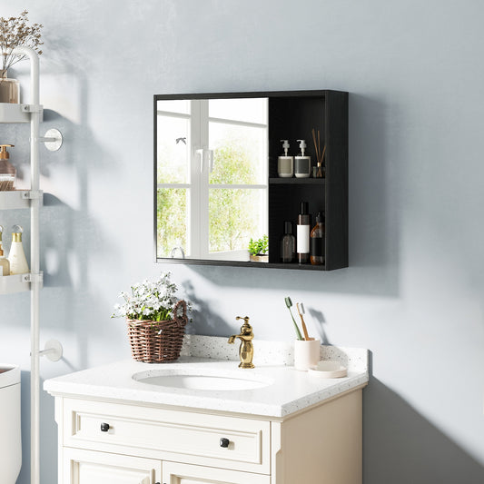 Bathroom Medicine Cabinet, Single Mirror Door, Black Wall Cabinets Black at Gallery Canada