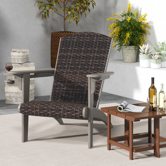 Patio Adirondack Chair, Rattan Padded Seat, Hidden Cupholder, Gray Adirondack Chairs Gray at Gallery Canada