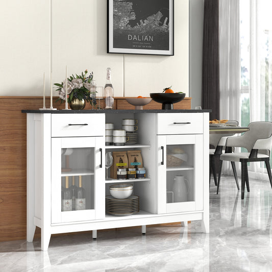 Sideboard Buffet Cabinet, 2 Drawers, 4 Adjustable Shelves, White Sideboards Cabinets & Buffets White at Gallery Canada