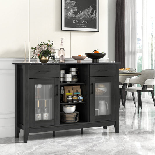 Sideboard Buffet Cabinet, 2 Drawers, 4 Adjustable Shelves, Black Sideboards Cabinets & Buffets Black at Gallery Canada
