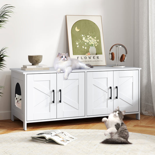 Cat Litter Box Enclosure For 2 Cats, White Cat Houses White at Gallery Canada