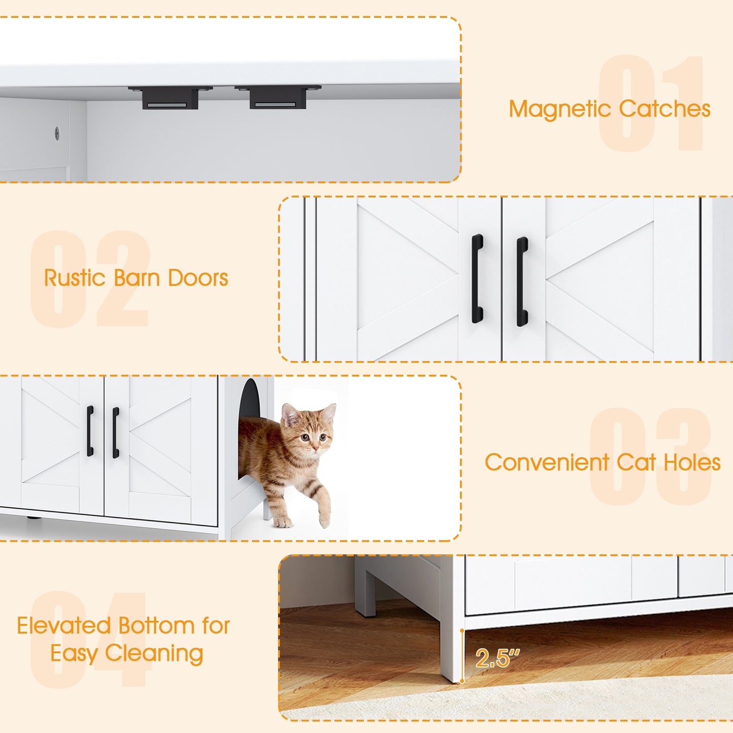 Cat Litter Box Enclosure For 2 Cats, White Cat Houses at Gallery Canada