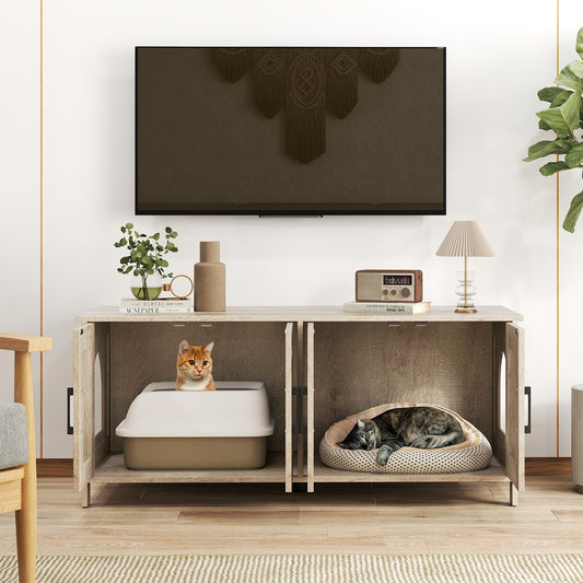 Cat Litter Box Enclosure For 2 Cats, Modern Furniture Hidden, Oak Cat Houses Oak at Gallery Canada