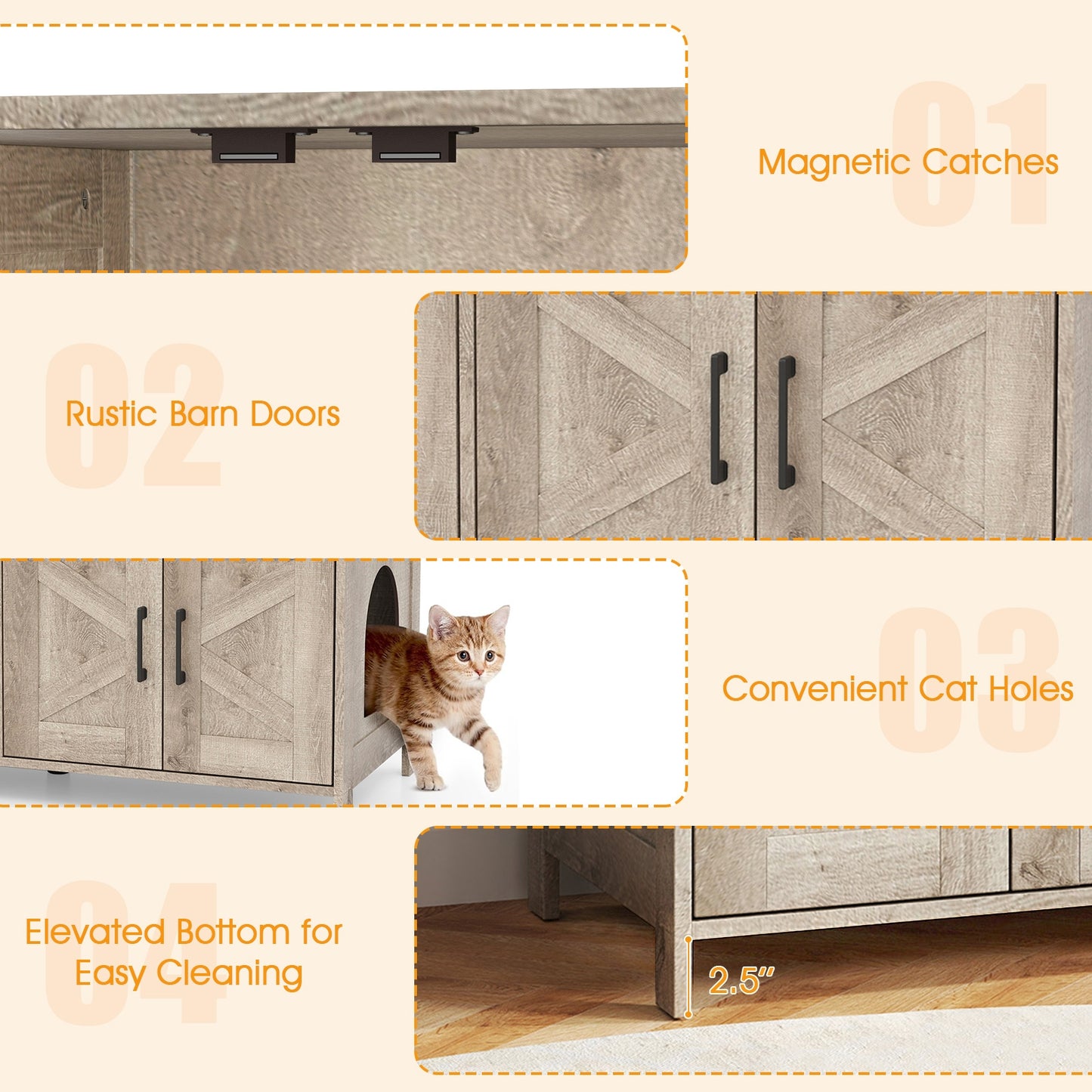 Cat Litter Box Enclosure For 2 Cats, Modern Furniture Hidden, Oak Cat Houses at Gallery Canada