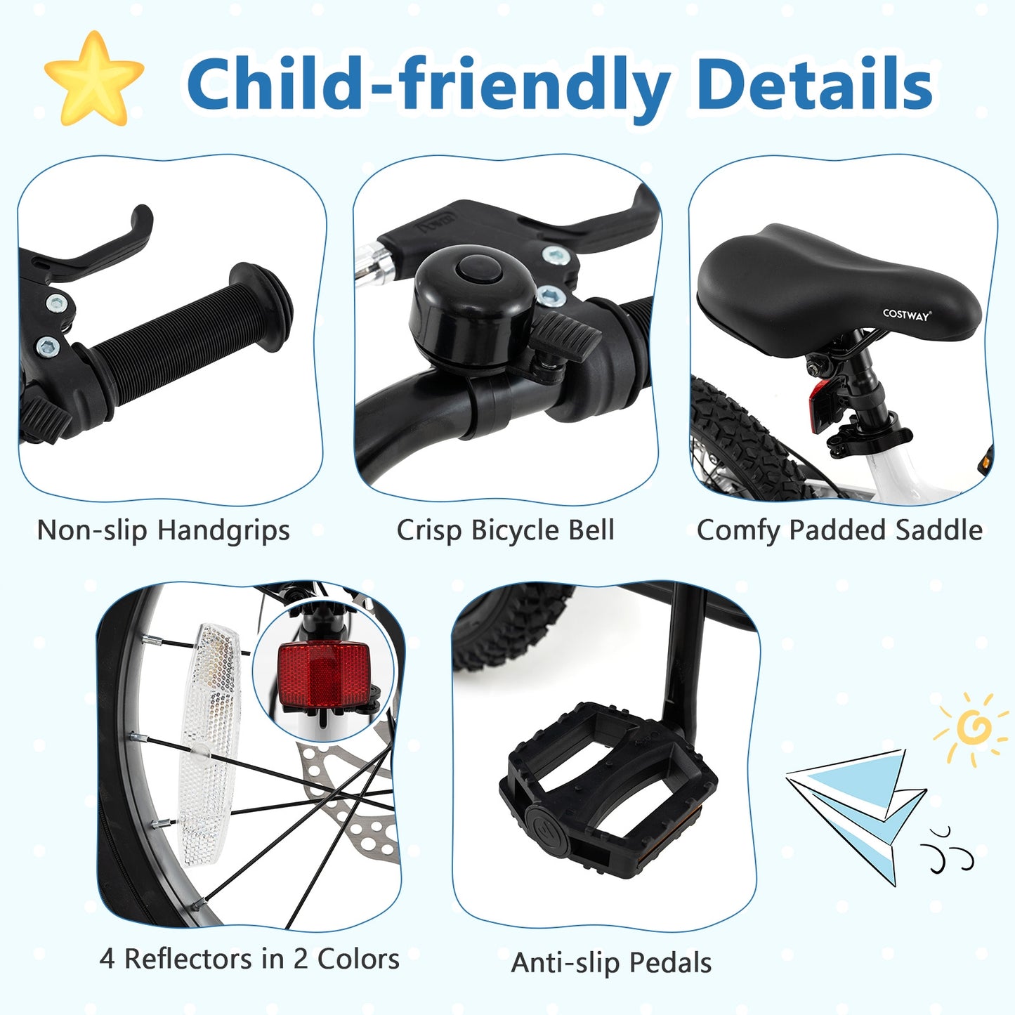 16 Inch Kids Bike, Magnesium Alloy, Adjustable, Aged 4-7, White Kids Bike at Gallery Canada