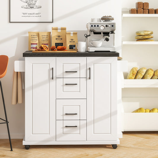 Rolling Kitchen Island Cart With Storage Cabinets, White Kitchen Islands & Carts White at Gallery Canada