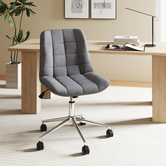 Armless Office Chair, Adjustable Height, Wheels, Grey Armless Chairs Gray at Gallery Canada