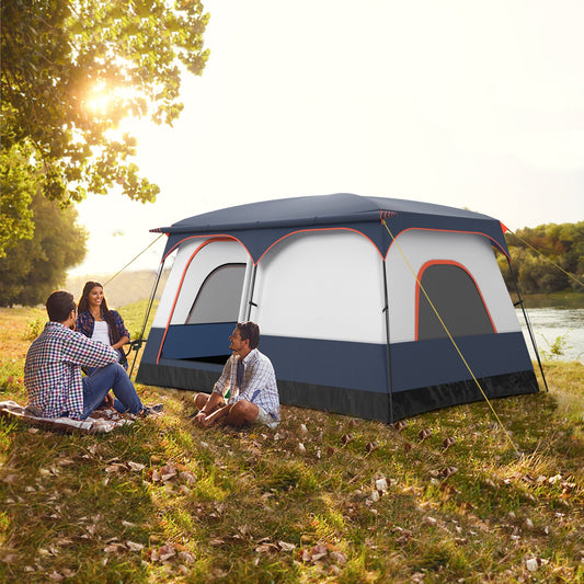 6-8 Person Camping Tent, Double Rooms, 2 Doors, Navy Tents Navy at Gallery Canada
