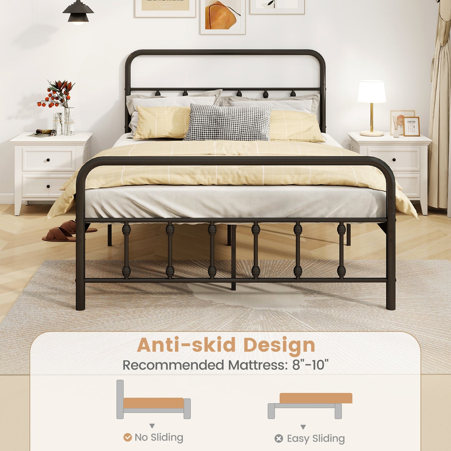 Full Size Bed Frame With Headboard, Under Bed Storage, Black Simple Bed Frame at Gallery Canada