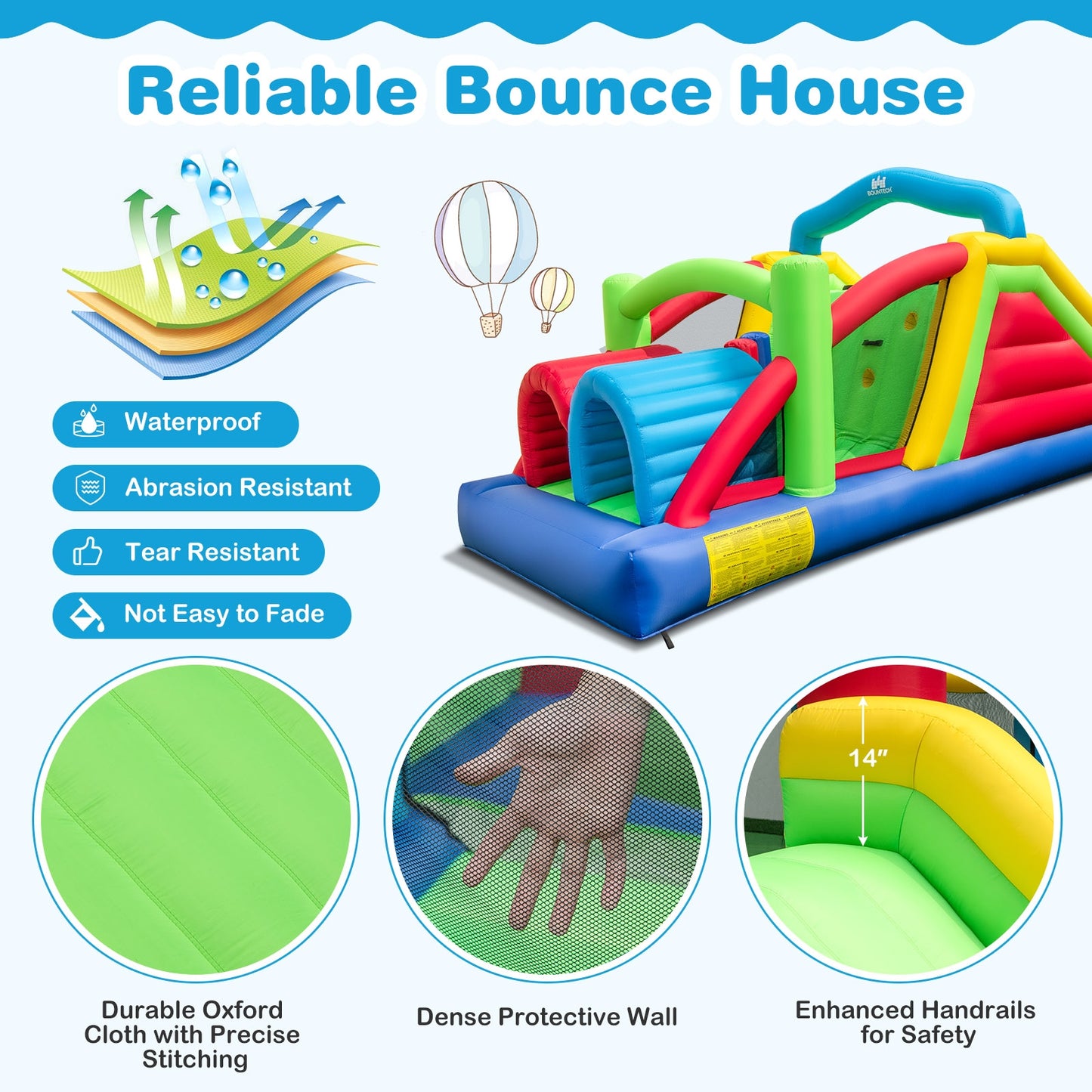 Inflatable Obstacle Course Bounce House with Dual Slides and Tunnels without Blower, Multicolor Bounce House at Gallery Canada