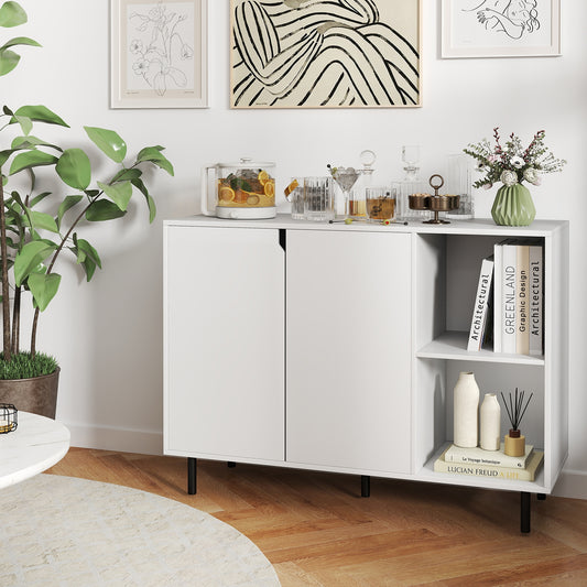 42 Inch Sideboard Buffet Cabinet, Adjustable Shelves, White Sideboards Cabinets & Buffets White at Gallery Canada