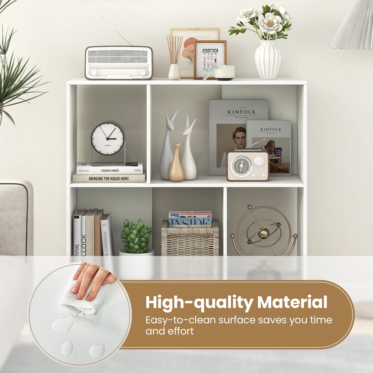 Open Shelf Bookcase, 4 Compartments, White Bookcases at Gallery Canada