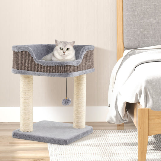 Small Cat Tree, Indoor Kitty Tower, Plush Perch, Sisal Scratching Posts, Gray Cat Trees Condos & Scratchers Gray at Gallery Canada