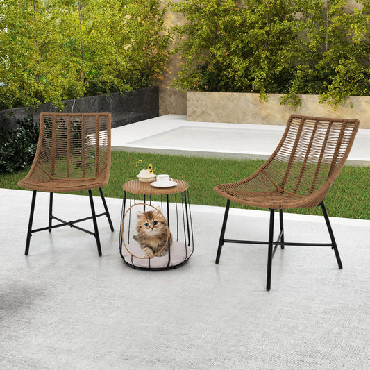 3 Piece Outdoor Furniture Set with Pet Housefor Patio Yard, Brown Patio Conversation Sets Brown at Gallery Canada