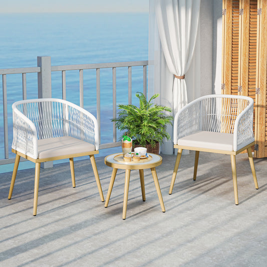 Outdoor Bistro PE Wicker Conversation Set, 3 Pieces, White Patio Conversation Sets White at Gallery Canada