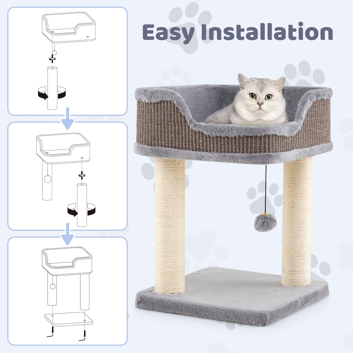 Small Cat Tree, Indoor Kitty Tower, Plush Perch, Sisal Scratching Posts, Gray Cat Trees Condos & Scratchers at Gallery Canada