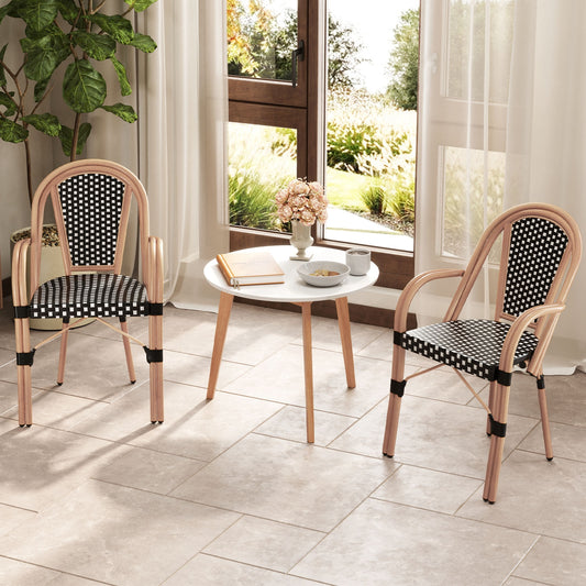 Hand-Woven PE Wicker Outdoor Bistro Chairs, Set of 2, Black Patio Dining Chairs Black at Gallery Canada