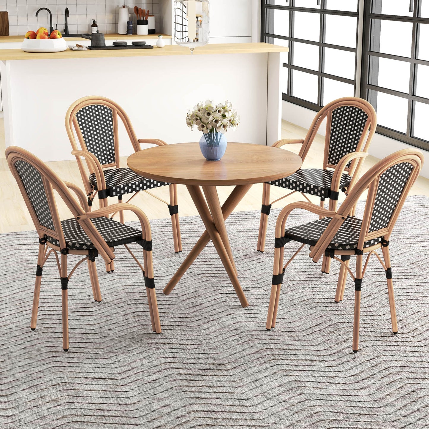 Hand-Woven PE Wicker Outdoor Bistro Chairs, Set of 2, Black Patio Dining Chairs at Gallery Canada