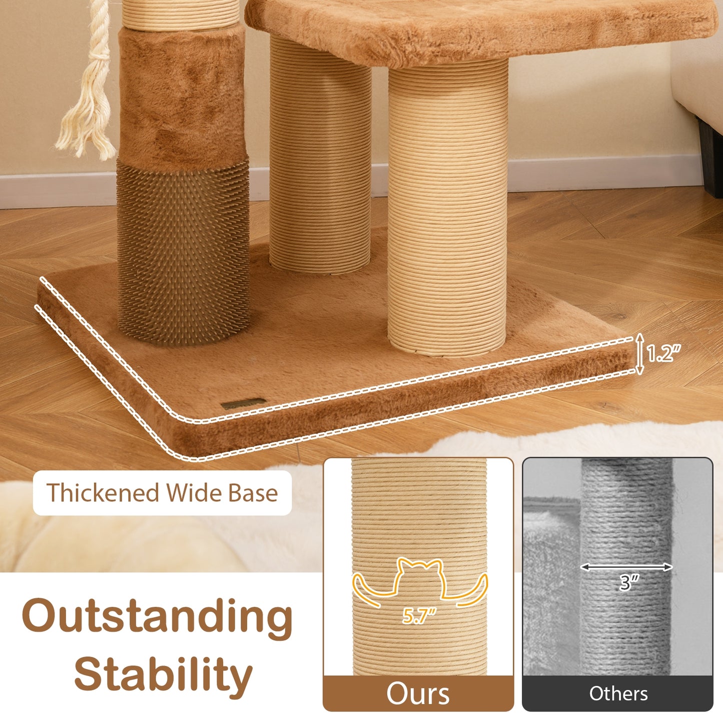 65 Inches Tall Cat Tree, Self-Groomer, Removable Cat Bed, Coffee Cat Trees Condos & Scratchers at Gallery Canada