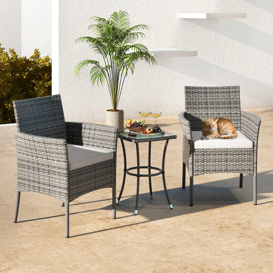 2 Pieces Outdoor PE Rattan Armchairs with Cozy Seat Cushions, White Patio Dining Chairs White at Gallery Canada