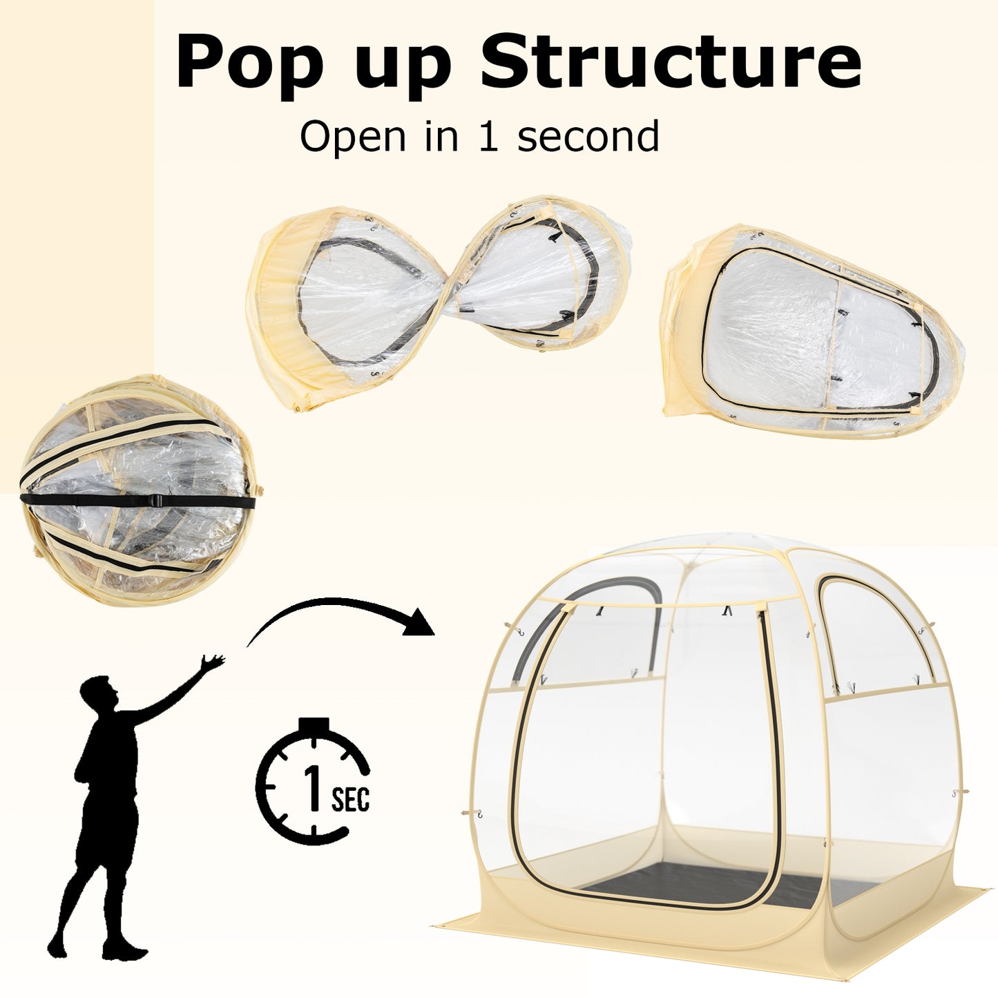 Instant Pop up Sports Tent with Carrying Bag and Floor Mat for 1-2/5-6 People-M, Beige Tents at Gallery Canada