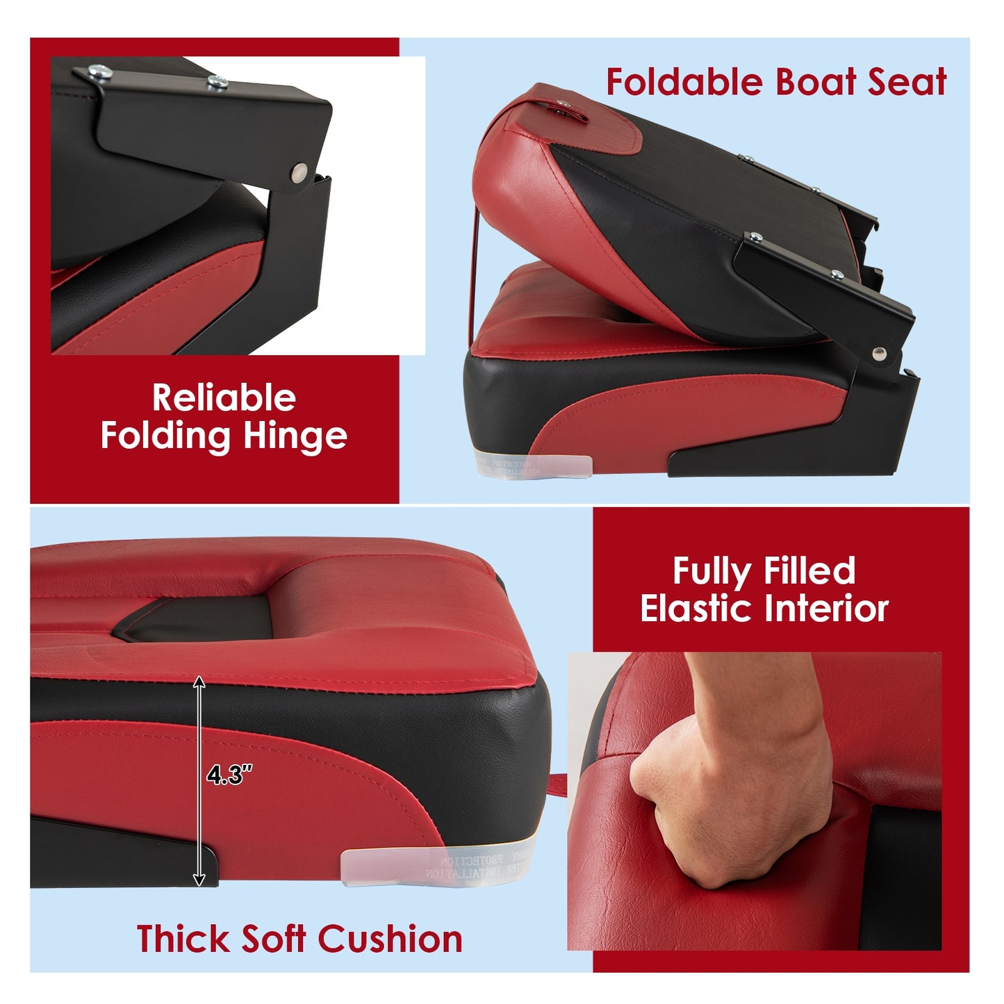 Set Of 2 Folding Low Back Fishing Boat Seats, Red Swimming at Gallery Canada
