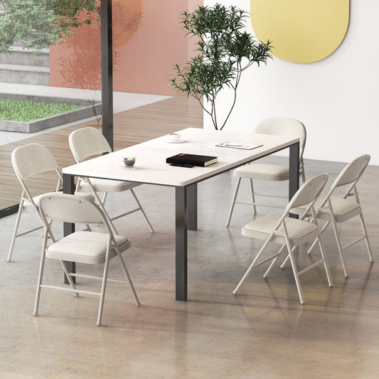 Foldable Chair Set Of 6, Padded Seat, Fabric Backrest, Beige Chairs Beige at Gallery Canada