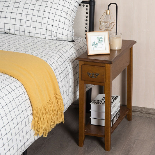Narrow End Table Nightstand, Wooden Legs, Yellow Nightstands Yellow at Gallery Canada