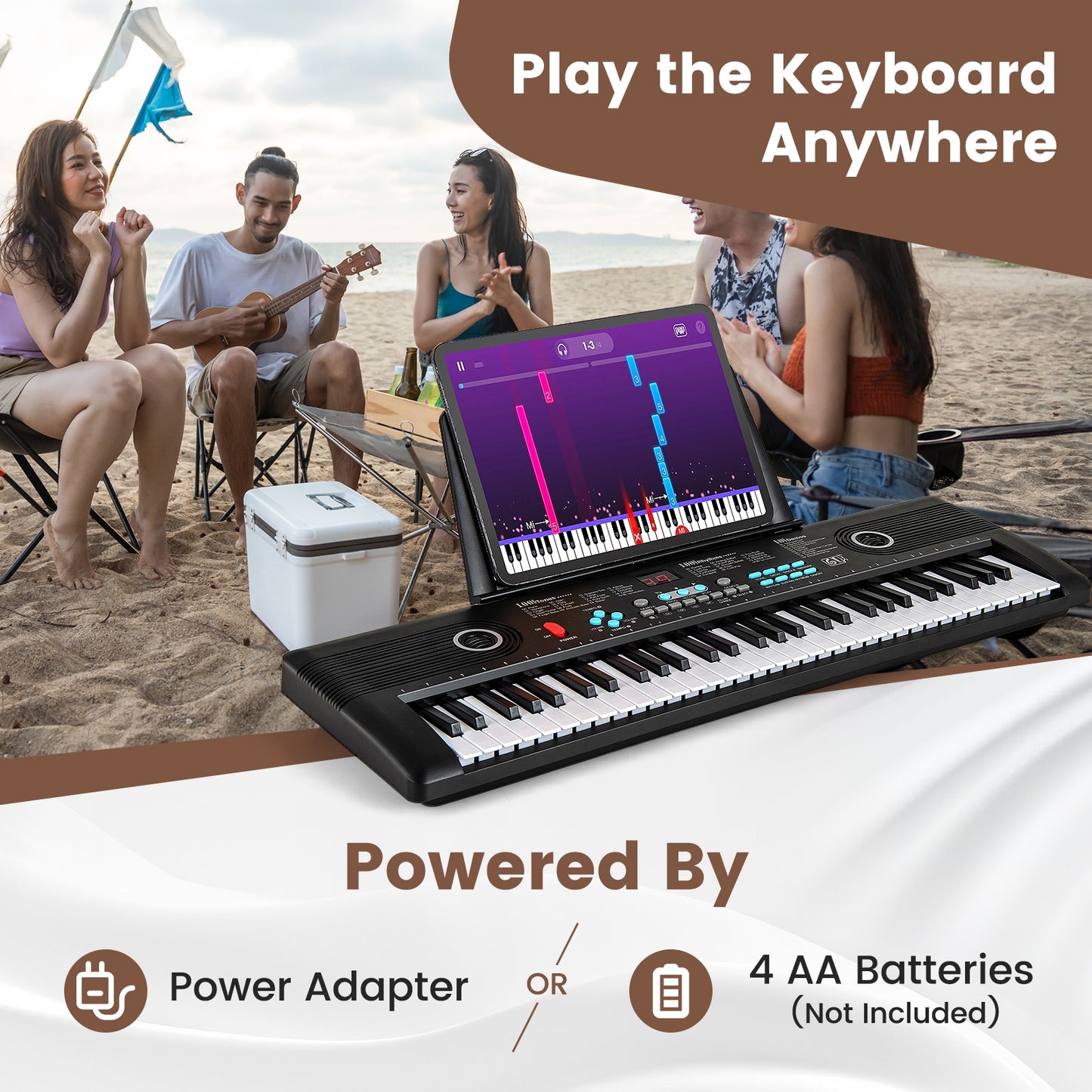 61 Key Electric Portable Digital Keyboard Piano for Beginner, Black Pianos & Keyboards at Gallery Canada