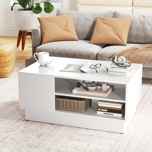 Modern Coffee Table With 2-Tier Storage Shelves, White Coffee Tables White at Gallery Canada