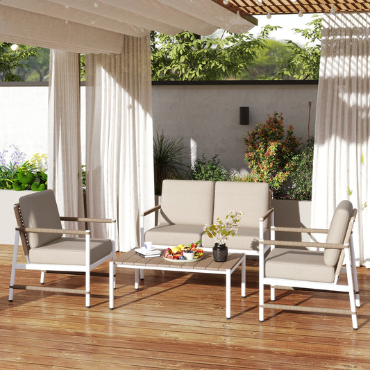 4-Piece Patio Furniture Set, With Thick Cushions And Coffee Table, Gray Patio Conversation Sets Gray at Gallery Canada