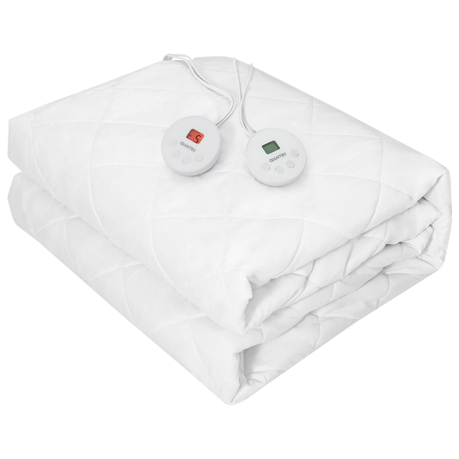 Auto Shut Off Heated Electric Mattress Pad with Dual Controller-Queen Size Mattresses White at Gallery Canada