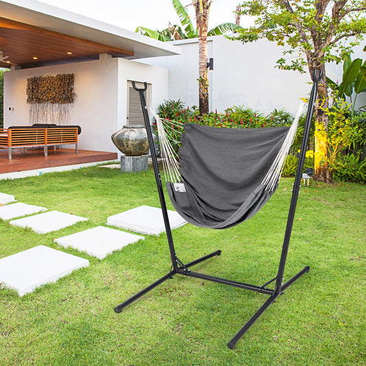 Hammock Chair with Stand 6-Position Adjustable Height and Side Pocket, Gray Hammocks Gray at Gallery Canada