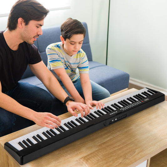 88 Key Foldable Electric Keyboard Piano with Wireless MIDI and Dual Speakers, Black Pianos & Keyboards Black at Gallery Canada