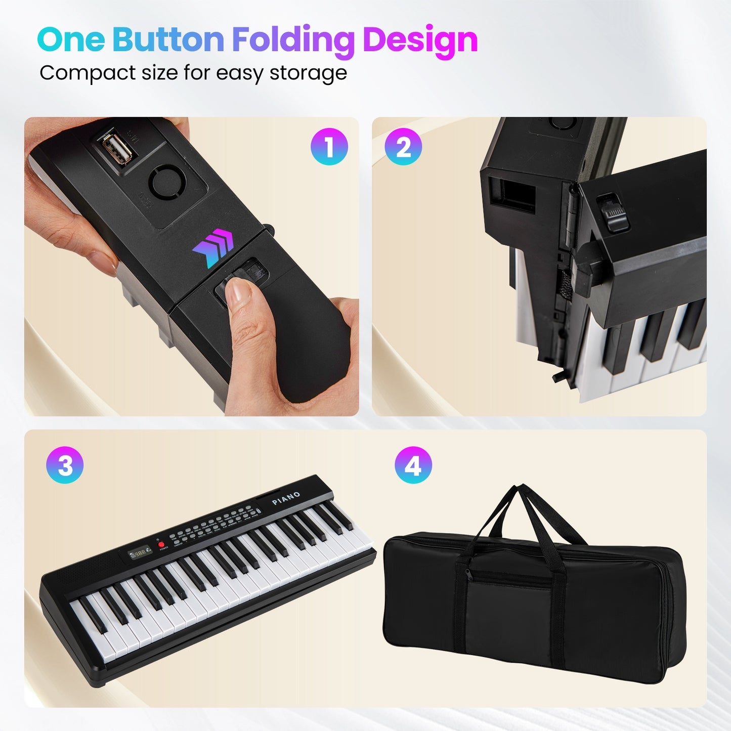 88 Key Foldable Electric Keyboard Piano, Wireless MIDI, Dual Speakers, Black Pianos & Keyboards at Gallery Canada