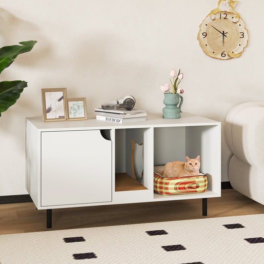 40 Inch Cat Litter Box Enclosure For 2 Cats, White Cat Houses White at Gallery Canada