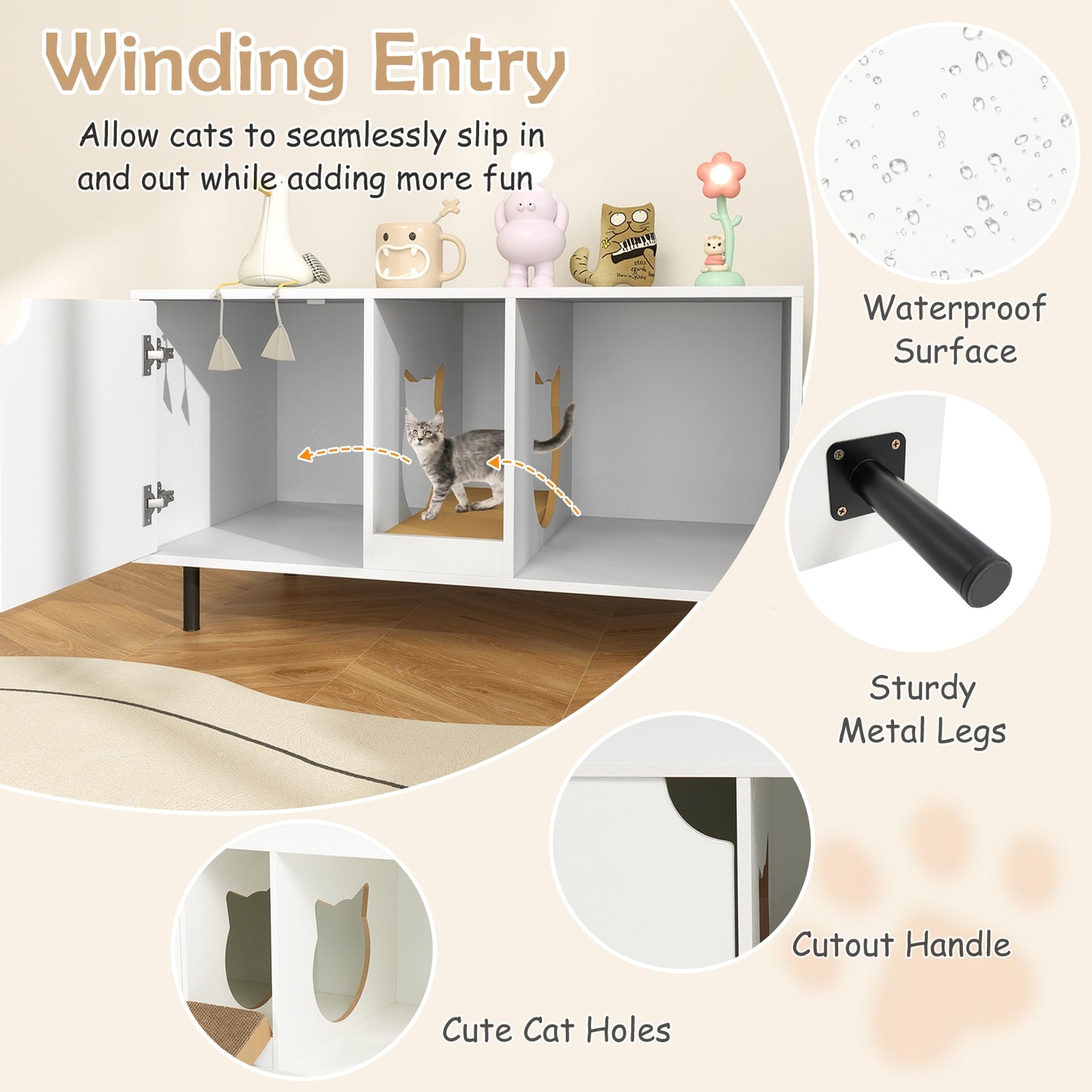40 Inch Cat Litter Box Enclosure For 2 Cats, White Cat Houses at Gallery Canada