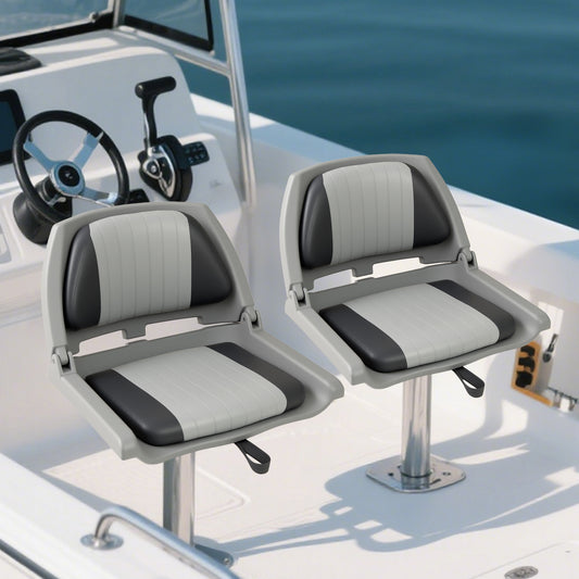 Folding Low Back Boat Seat, Marine-Grade PVC, Gray Water Sports Gray at Gallery Canada