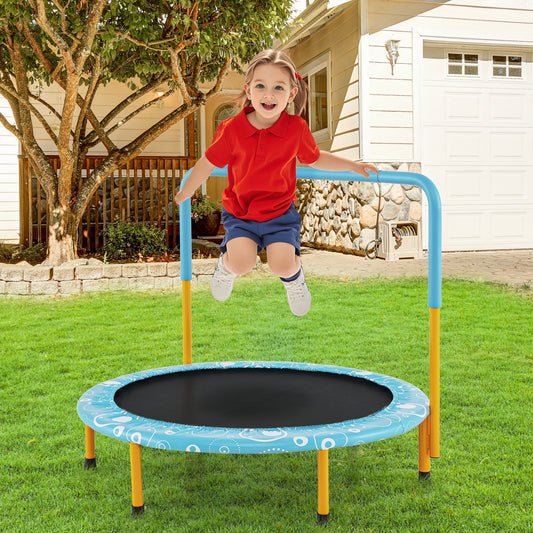 36 Inch Kids Trampoline, Mini Rebounder With Handrail, Orange Trampolines Orange at Gallery Canada