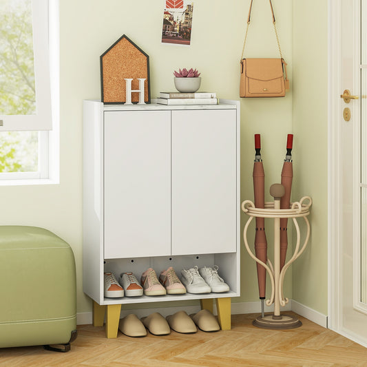 5-Tier Shoe Cabinet, Faux Marble Countertop, White Shoe Racks & Storage Benches White at Gallery Canada