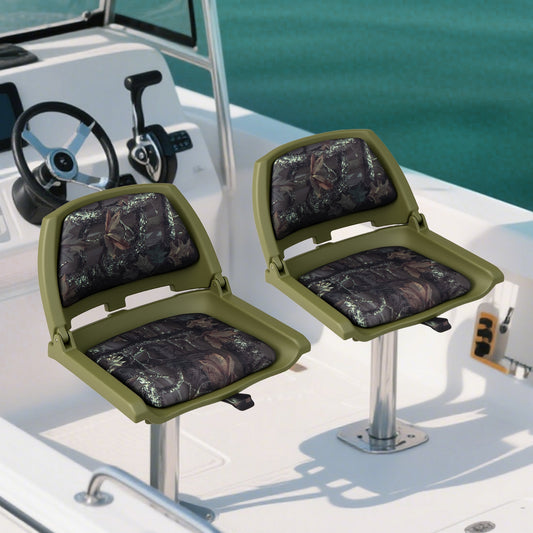 Folding Low Back Boat Chair, Marine-Grade PVC, Green