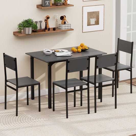 5 Piece Dining Table Set, Industrial Style, Kitchen Table And Chairs For 4, Gray Dining Room Sets Gray at Gallery Canada