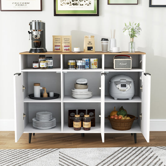 Sideboard Buffet Cabinet, 5-Position Adjustable Shelves, White Sideboards Cabinets & Buffets White at Gallery Canada