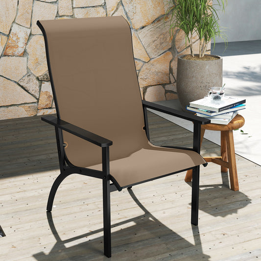 Outdoor Adirondack Chair, High Back Metal Frame, Porch Garden Coffee Adirondack Chairs Coffee at Gallery Canada