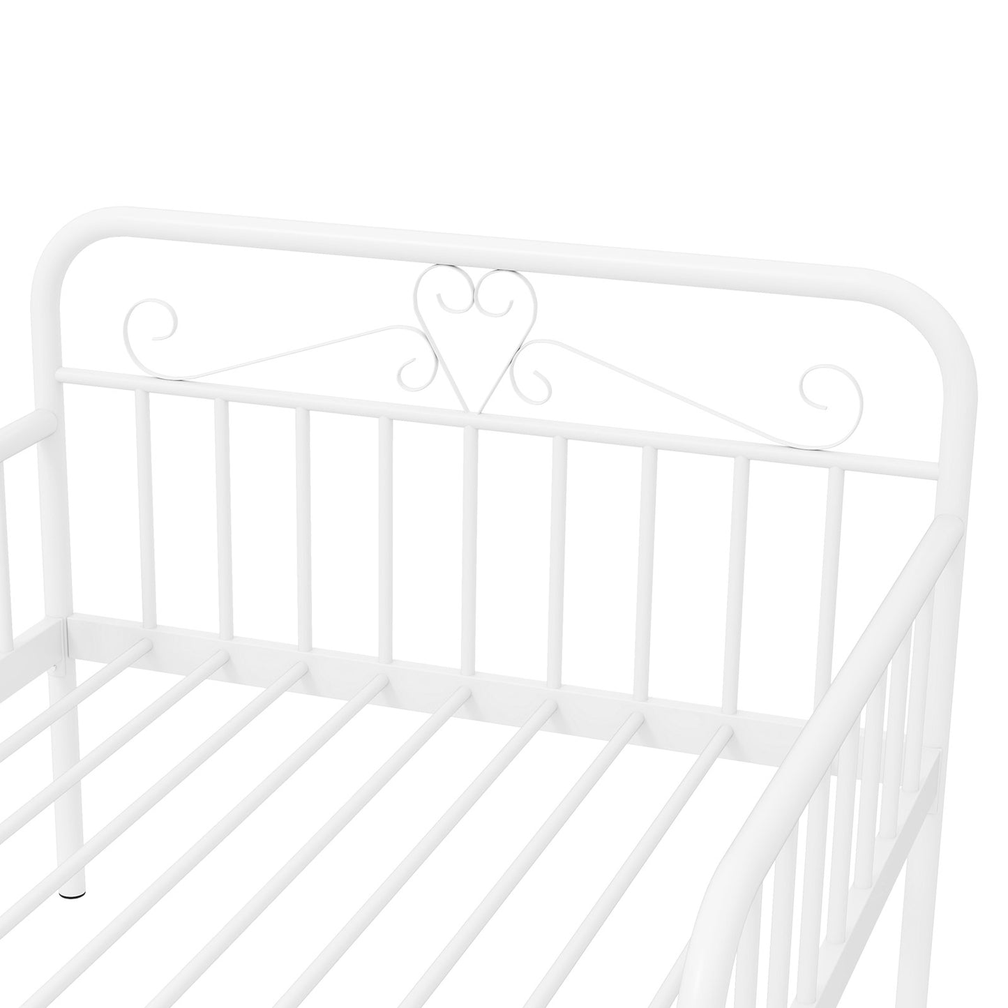 Extendable Metal Daybed to Twin Size Bed with Guardrails and Armrests, White Bunk Bed Frame at Gallery Canada