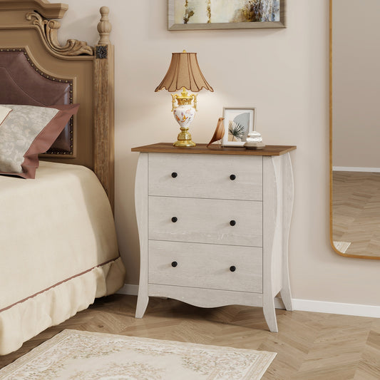 Bedroom Dresser, 3 Folding Fabric Drawers, Anti-Tipping Kit, Gray Nightstands Gray at Gallery Canada