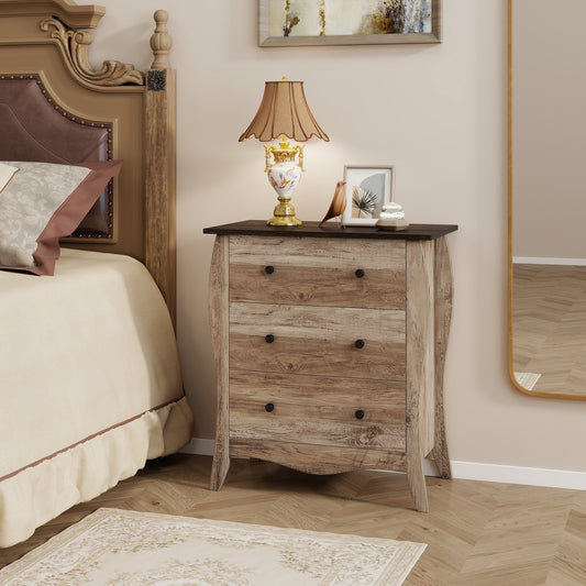 Dresser for Bedroom with 3 Folding Fabric Drawers and Anti-tipping Kit, Brown Nightstands Brown at Gallery Canada